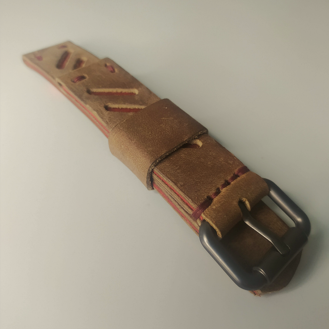 Wrist Bound 22mm Weathered Light Brown Leather/Dark Brown Window