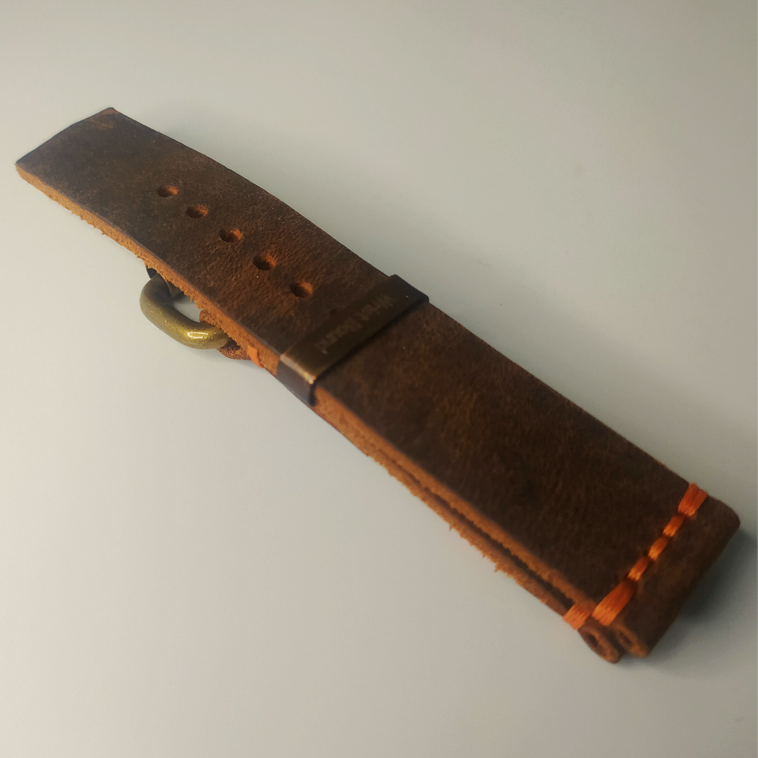 Wrist Bound 22mm Distressed Leather/Red Stitching