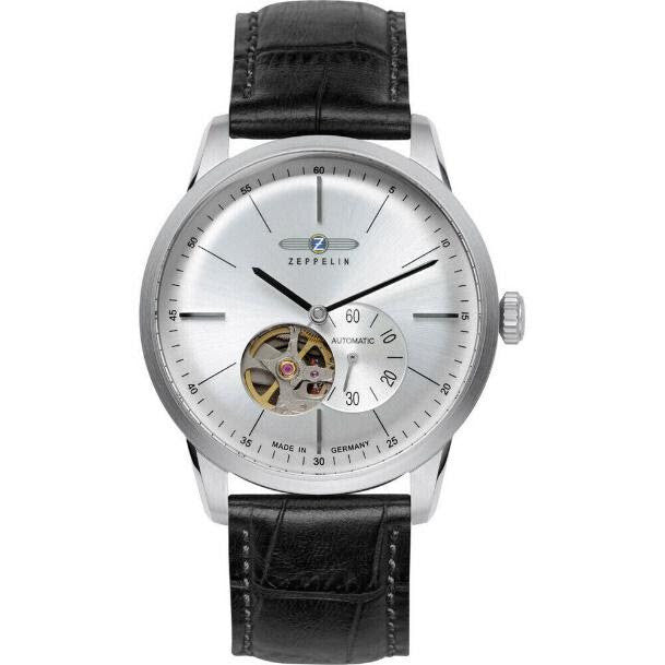 Zeppelin Men’s Flatline Open Heart Automatic Silver dial 7364-4