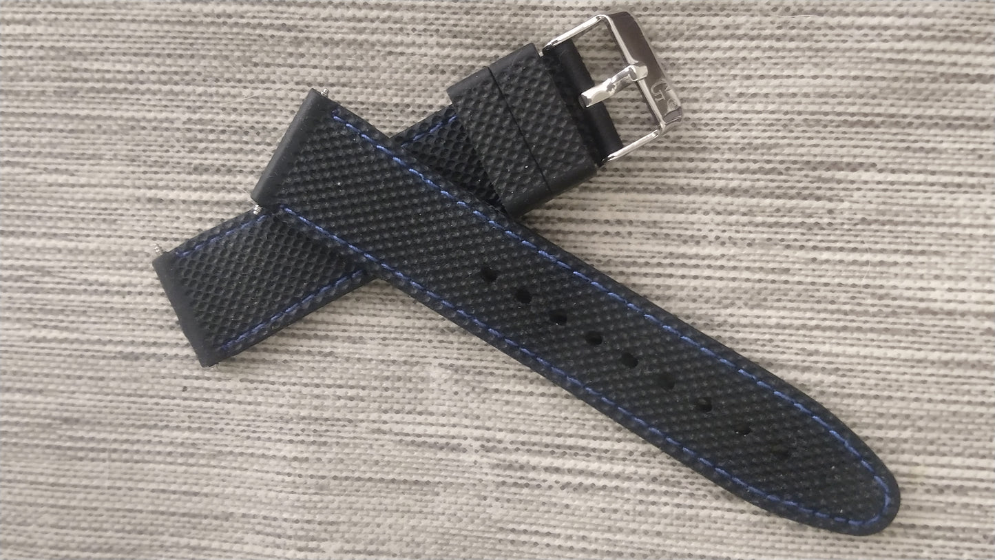 Black Patterned Rubber Strap