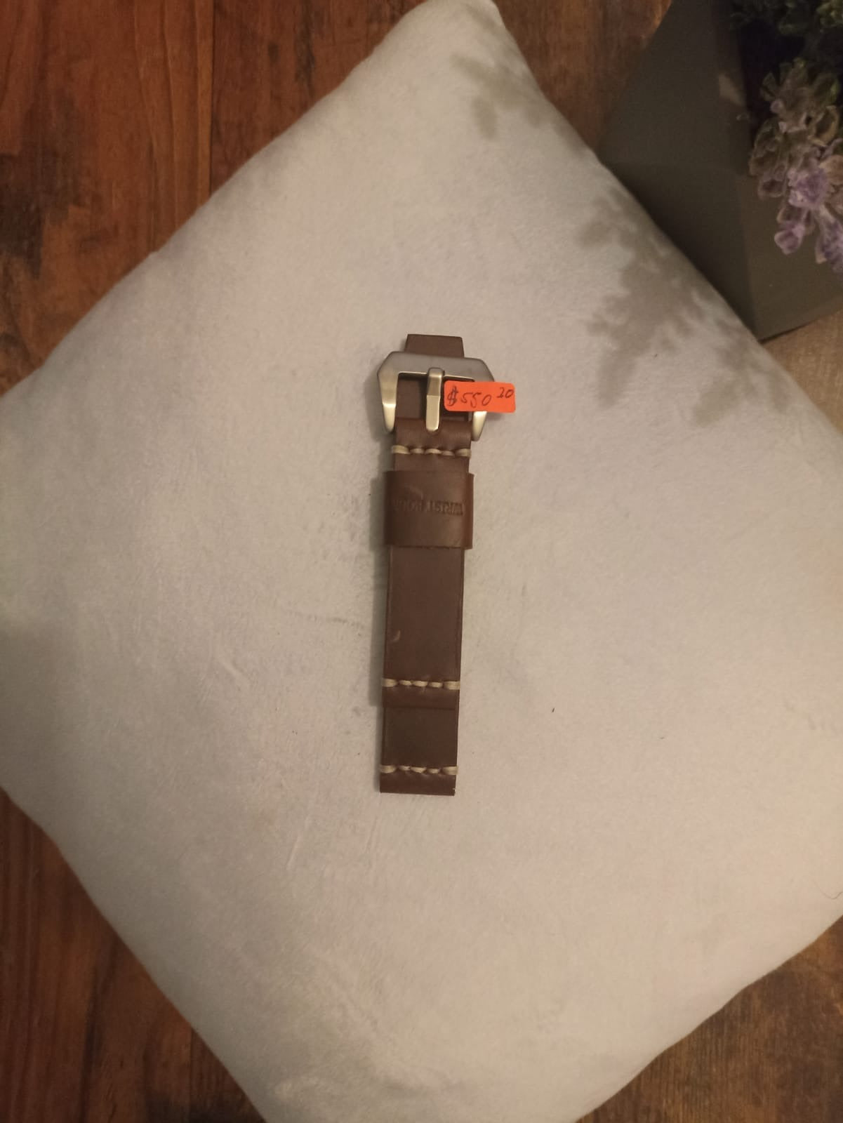 Wrist Bound 22mm Slick Dark Brown Leather/White Stitching