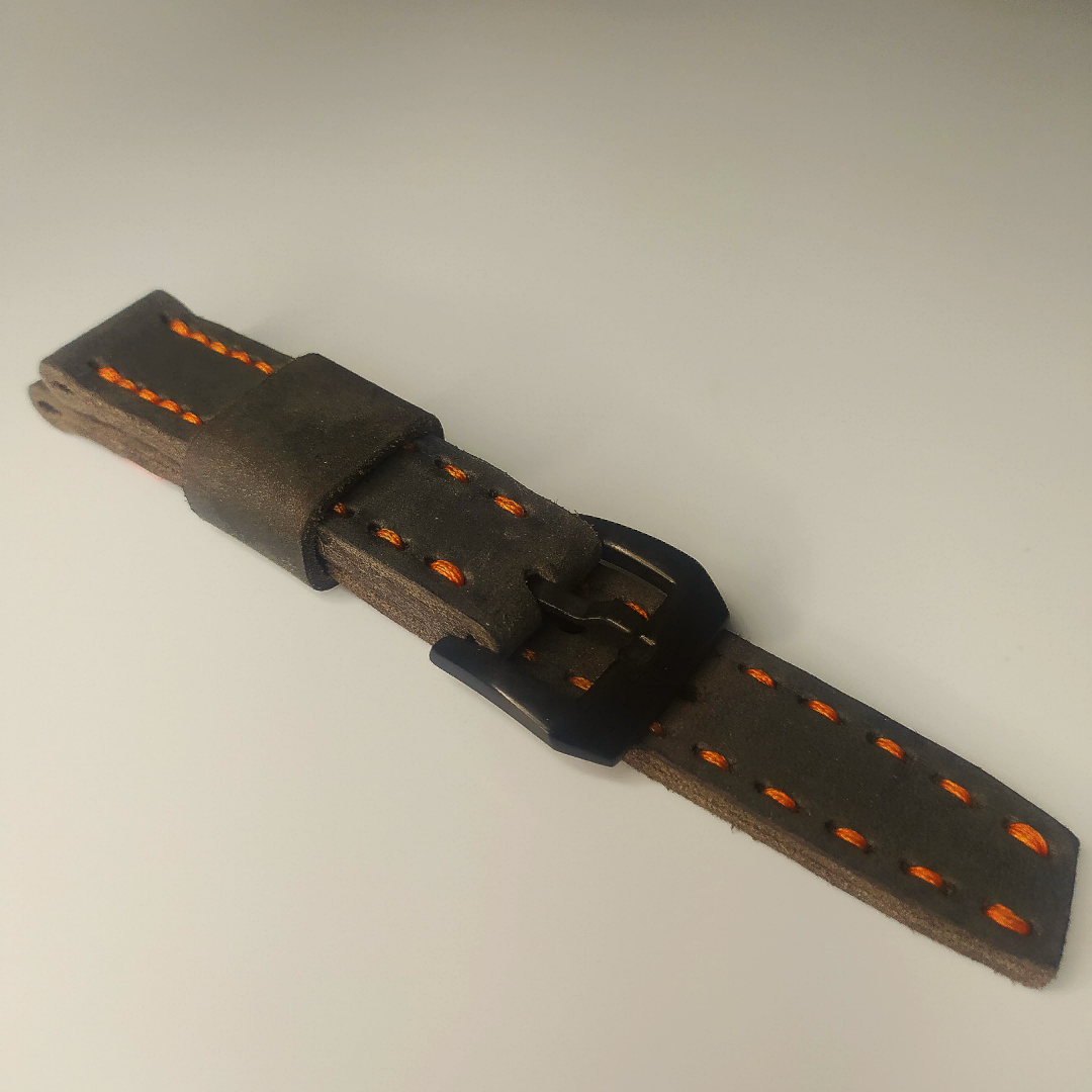 Wrist Bound 22mm Dark Blue Leather/Orange Stitching