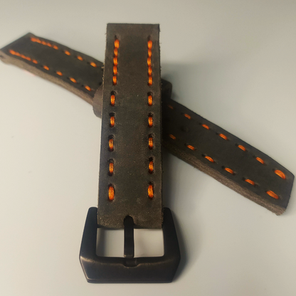 Wrist Bound 22mm Dark Blue Leather/Orange Stitching