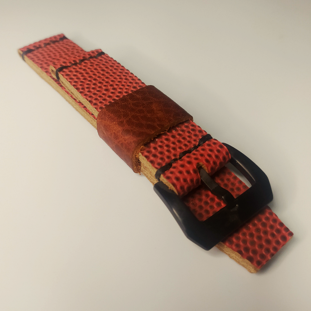 Wrist Bound 22mm Red Texturized Leather/Black Stitching/Black Buckle