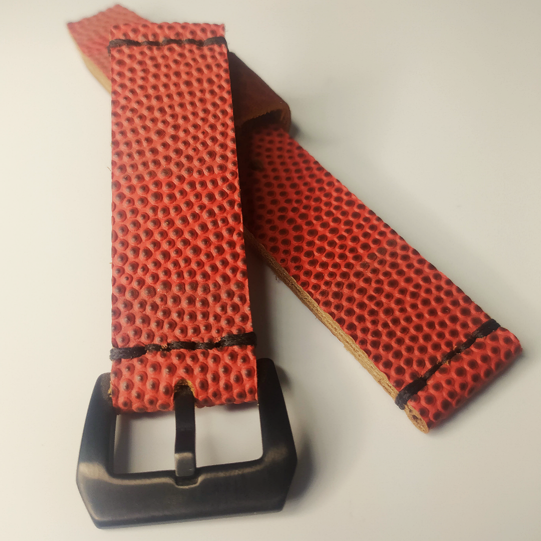 Wrist Bound 22mm Red Texturized Leather/Black Stitching/Black Buckle