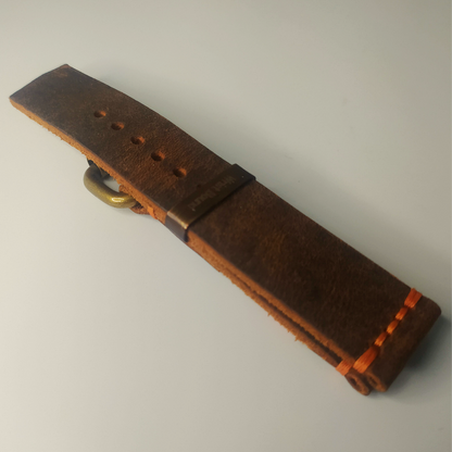 Wrist Bound 22mm Weathered Leather/Orange Stitching