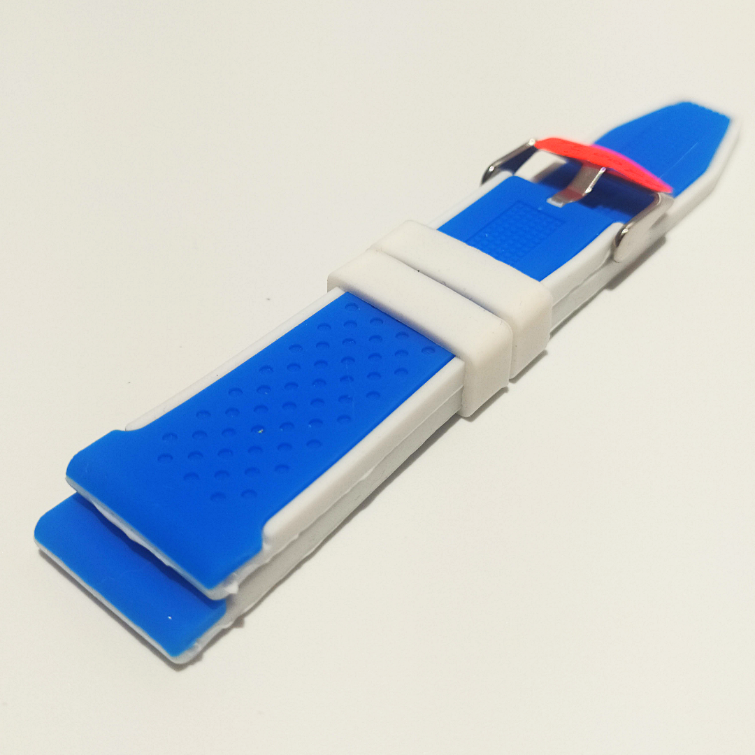 Men's Blue and White Silicone Strap 22mm