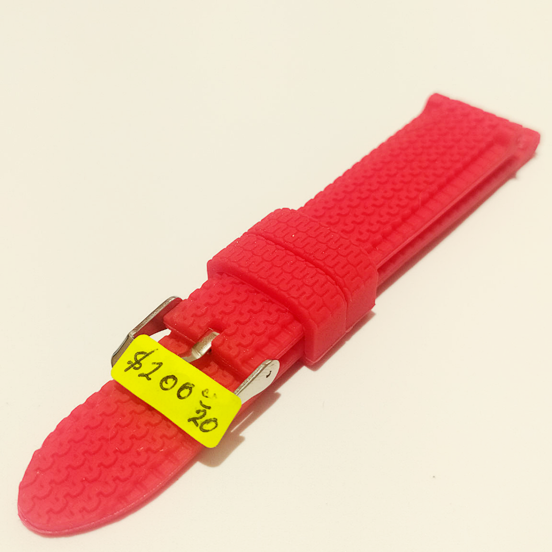 Unisex Red Patterned Silicone Strap 20mm