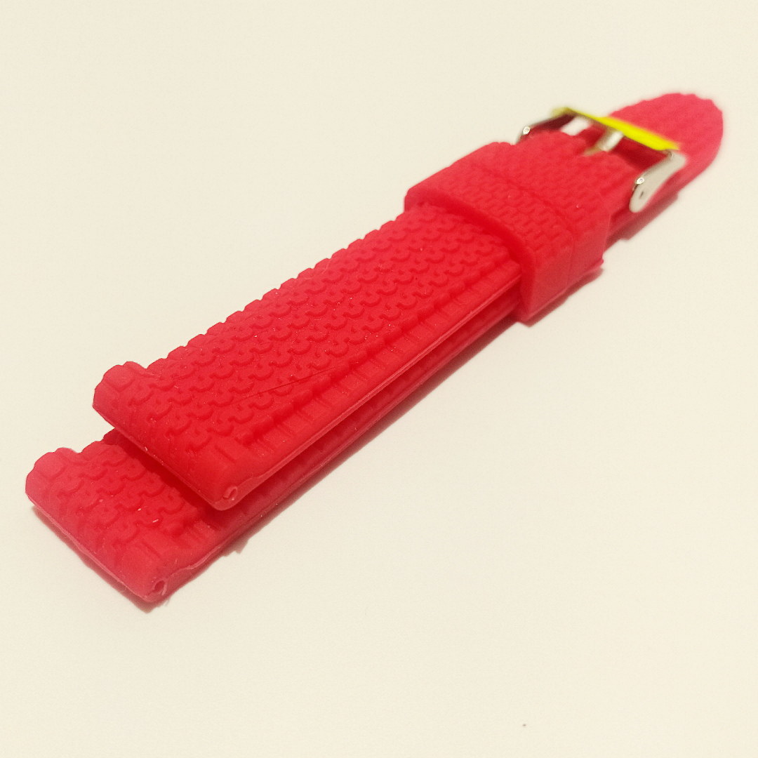 Unisex Red Patterned Silicone Strap 20mm