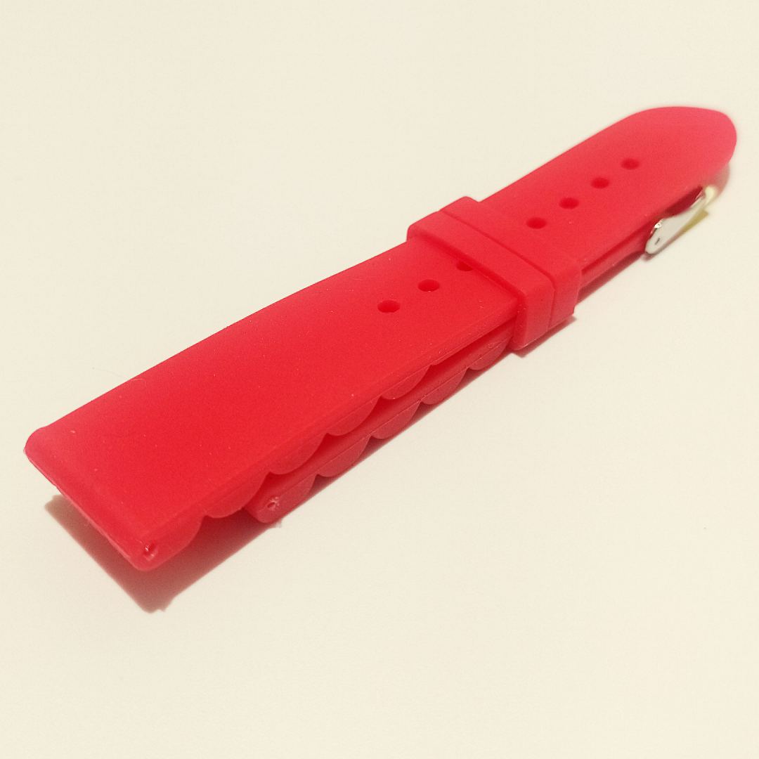 Unisex Red Silicone Strap 22mm