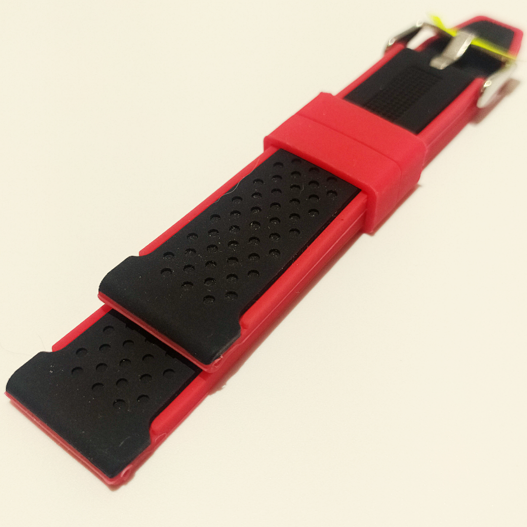 Men's Red and Black Silicone Strap 20mm