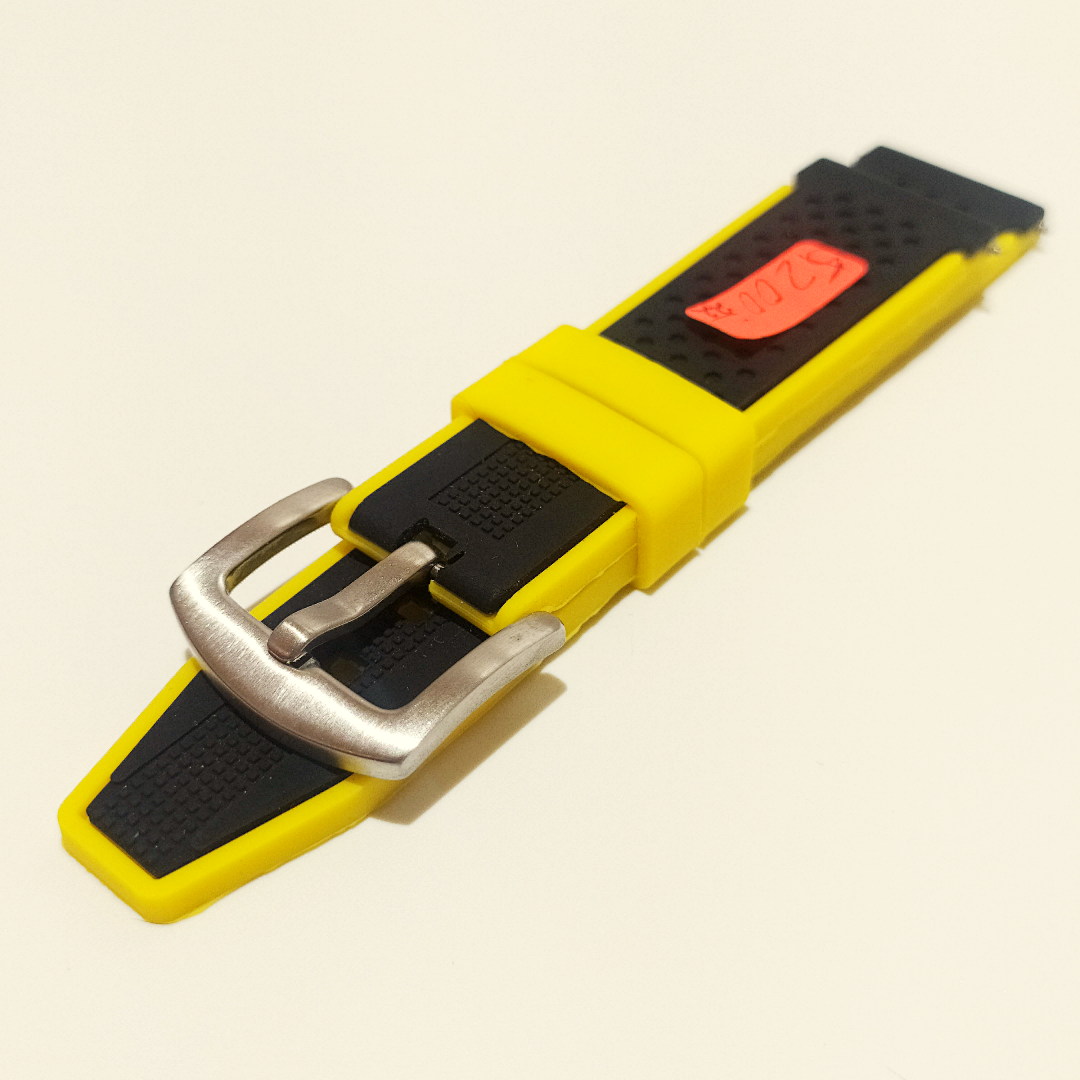 Men's Yellow and Black Silicone Strap 22mm
