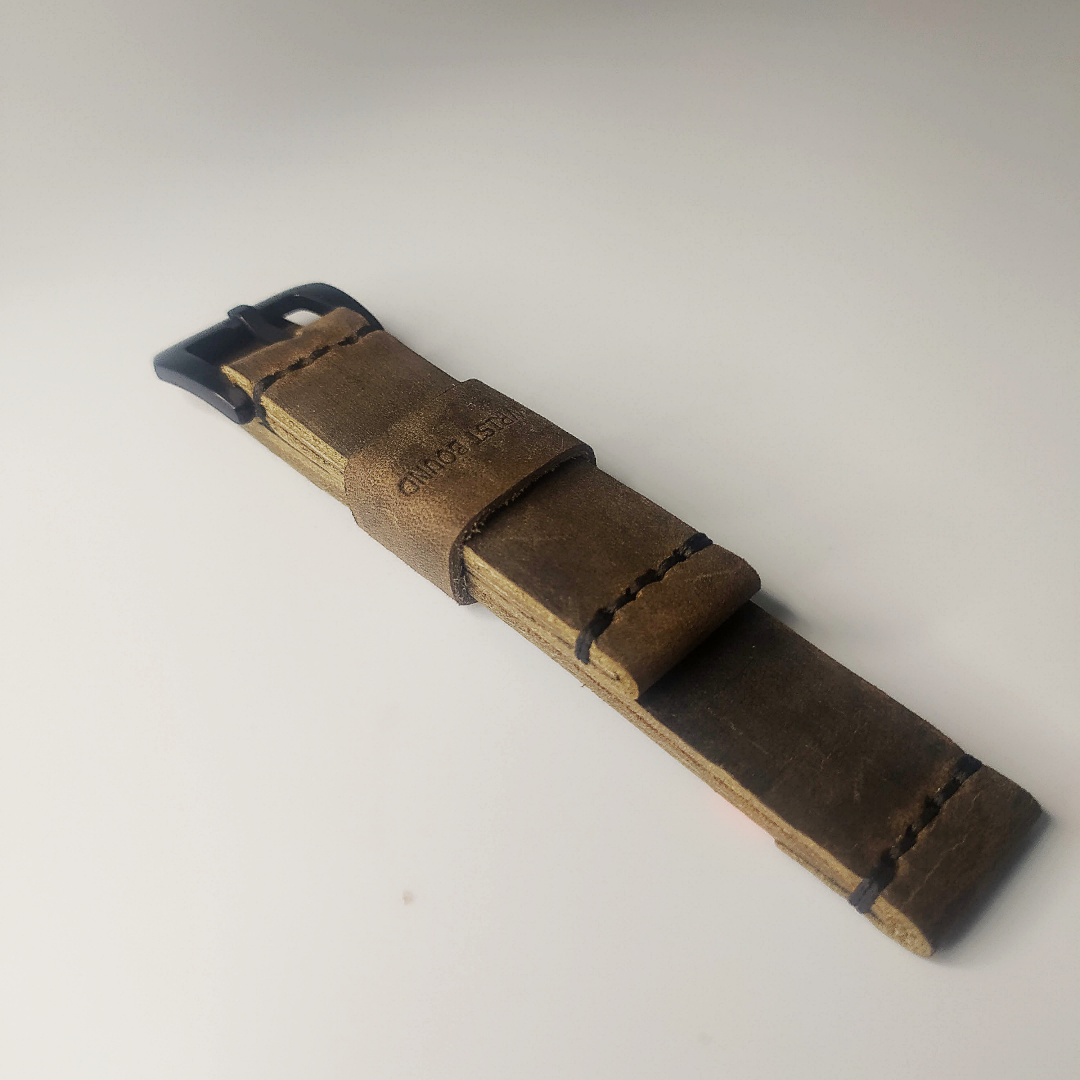 Wrist Bound 22mm Distressed Brown Leather/Black Stitching