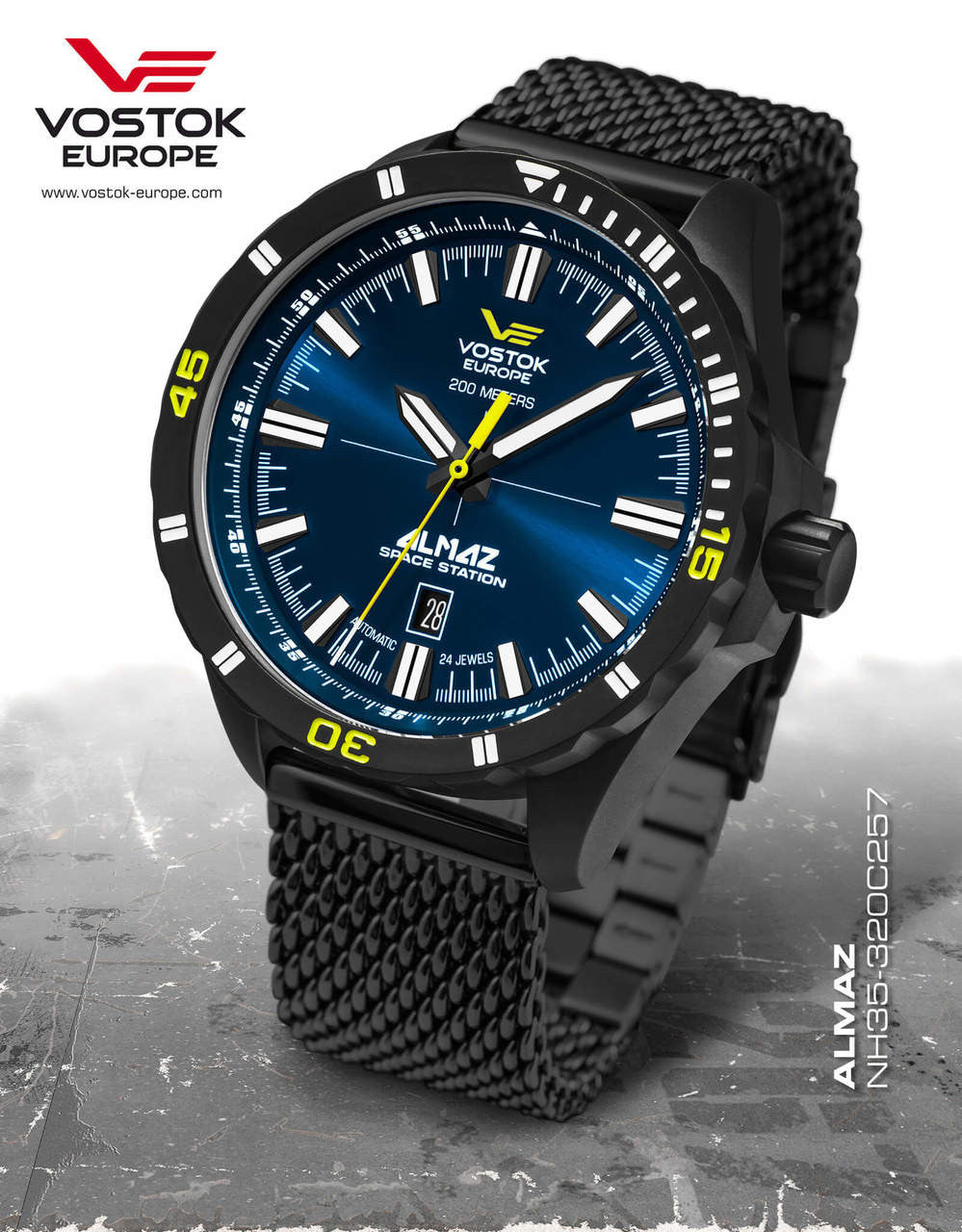 Vostok-Europe Almaz Automatic Watch Mesh Bracelet NH35A/320C257B