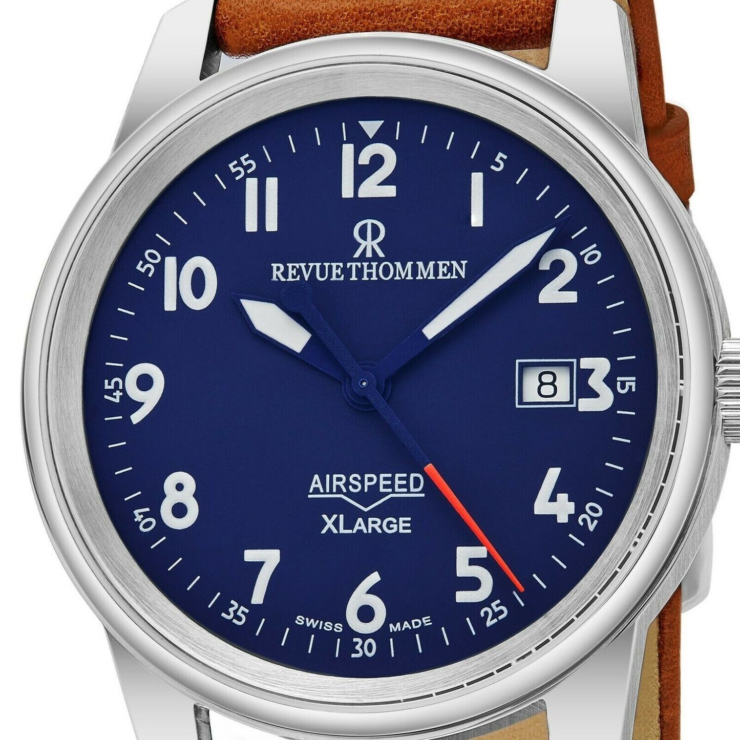 Revue Thommen Men's Air speed XL Brown Leather Strap Mechanical Watch 16052.2535