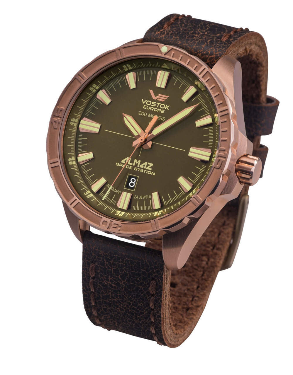 Vostok Europe Almaz Bronze Automatic Leather Strap Watch NH35A/320O516