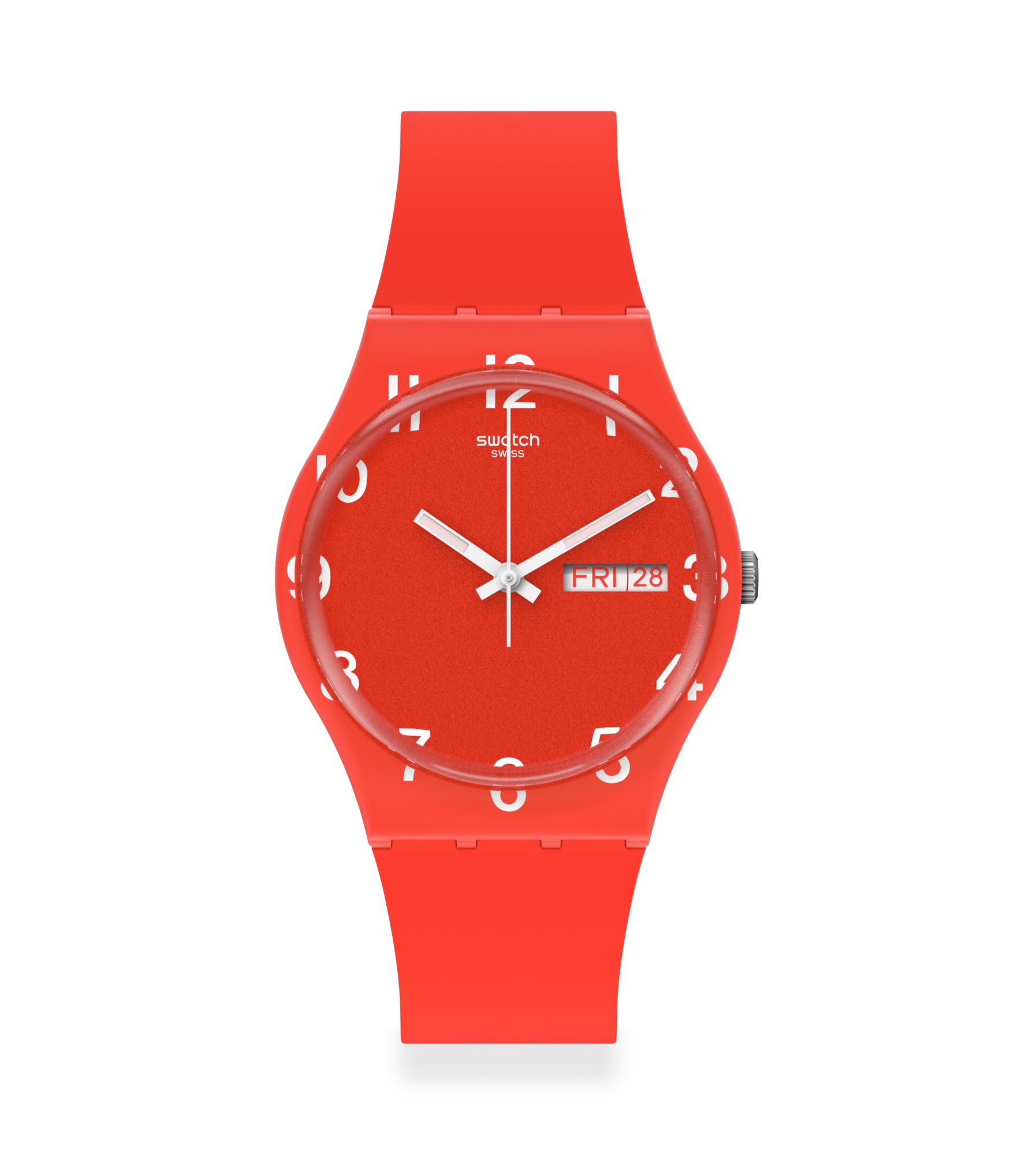 Swatch SFk108 Unisex Red Silicone deals White Analog Dial Swiss Quartz Wrist Watch