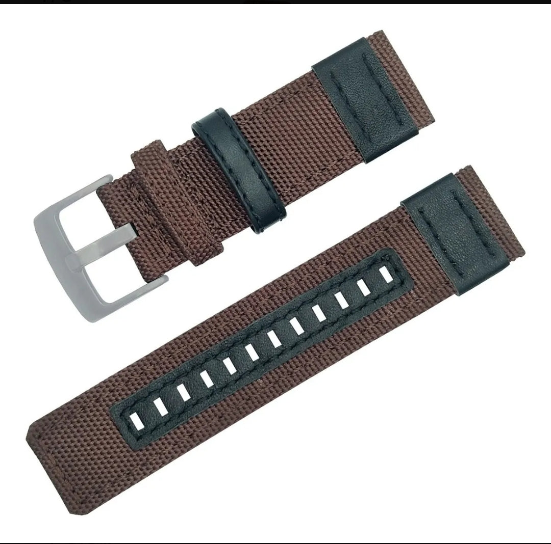 Men's red leather/canvas combo straps 22mm
