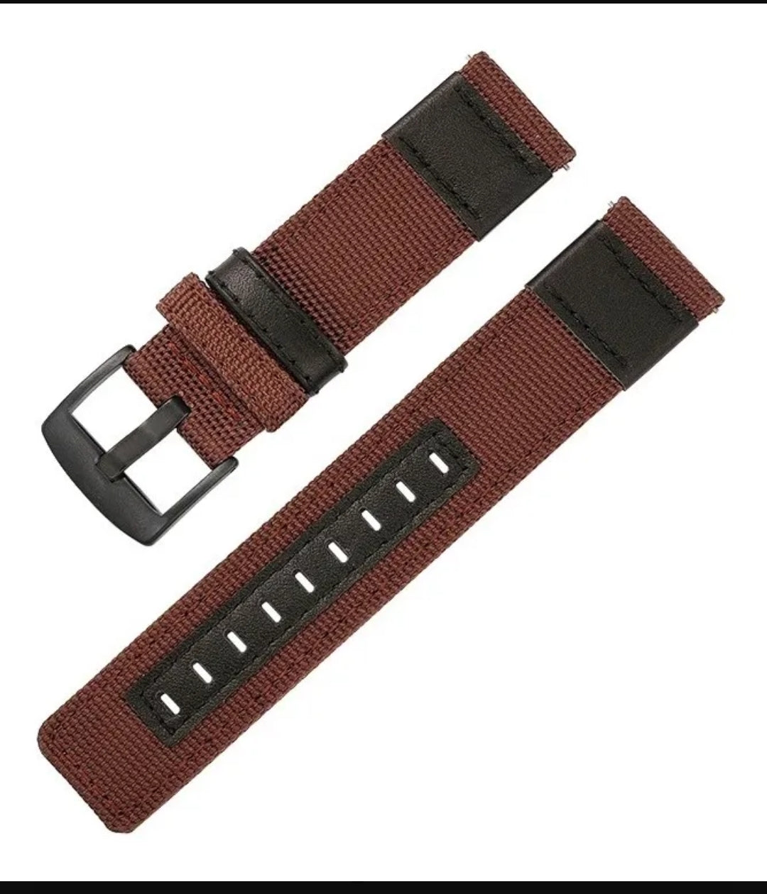 Men's red leather/canvas combo straps 22mm