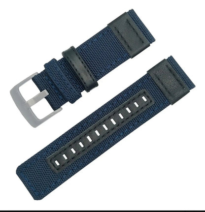 Men's blue leather/canvas combo straps 22mm