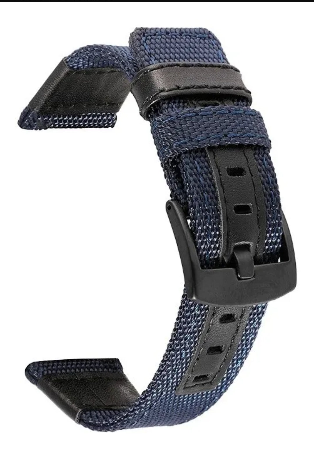 Men's blue leather/canvas combo straps 22mm