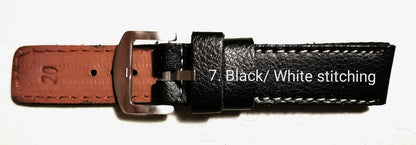 Black White Stitching - Leather.