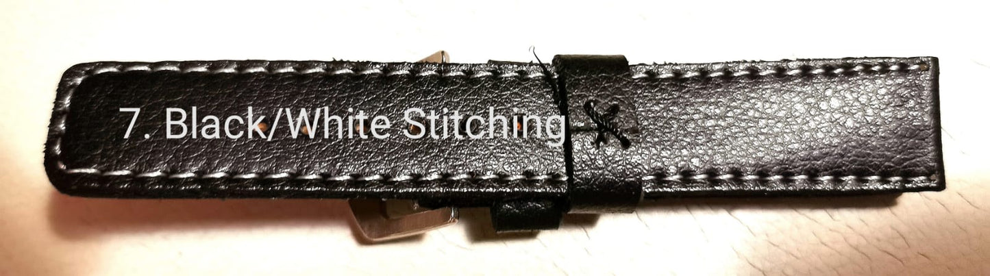 Black White Stitching - Leather.