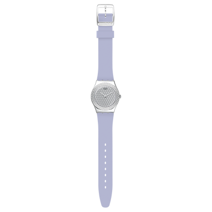 Swatch Lovely Lilac Quartz Crystal Silver Dial Ladies Watch YLS216