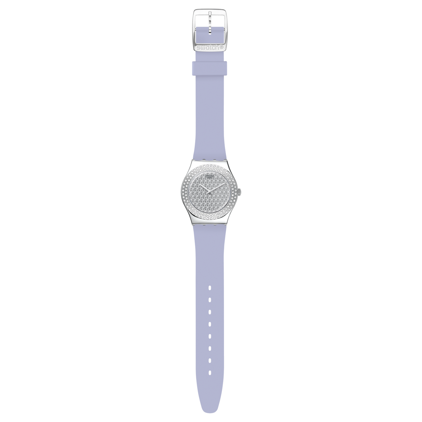 Swatch Lovely Lilac Quartz Crystal Silver Dial Ladies Watch YLS216