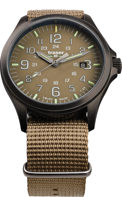 Traser P67 Officer Pro GunMetal Khaki Swiss-Made Tritium Watch 108631