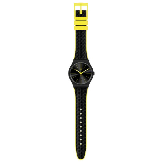 Swatch Night Cord Quartz Anthracite Dial Watch SUOB406