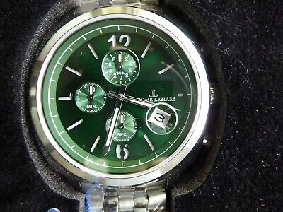 Pre-Owned Jerome LeMars JL5557B Green Dial Stainless Steel WristwatchChrono Quartz.