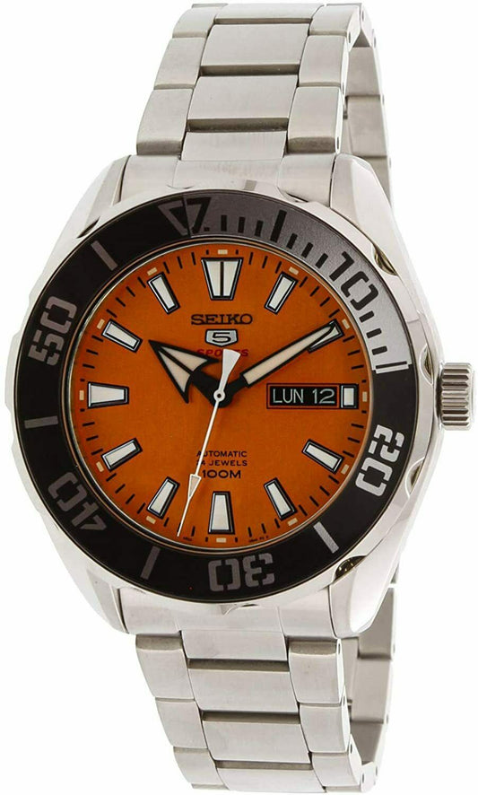 Seiko 5 Sports Automatic Orange Dial Stainless Steel Men's Watch SRPC55o