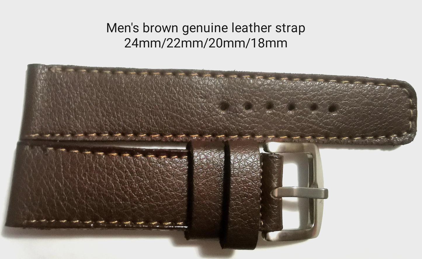 Men's brown genuine leather strap 18mm/20mm/22mm/24mm