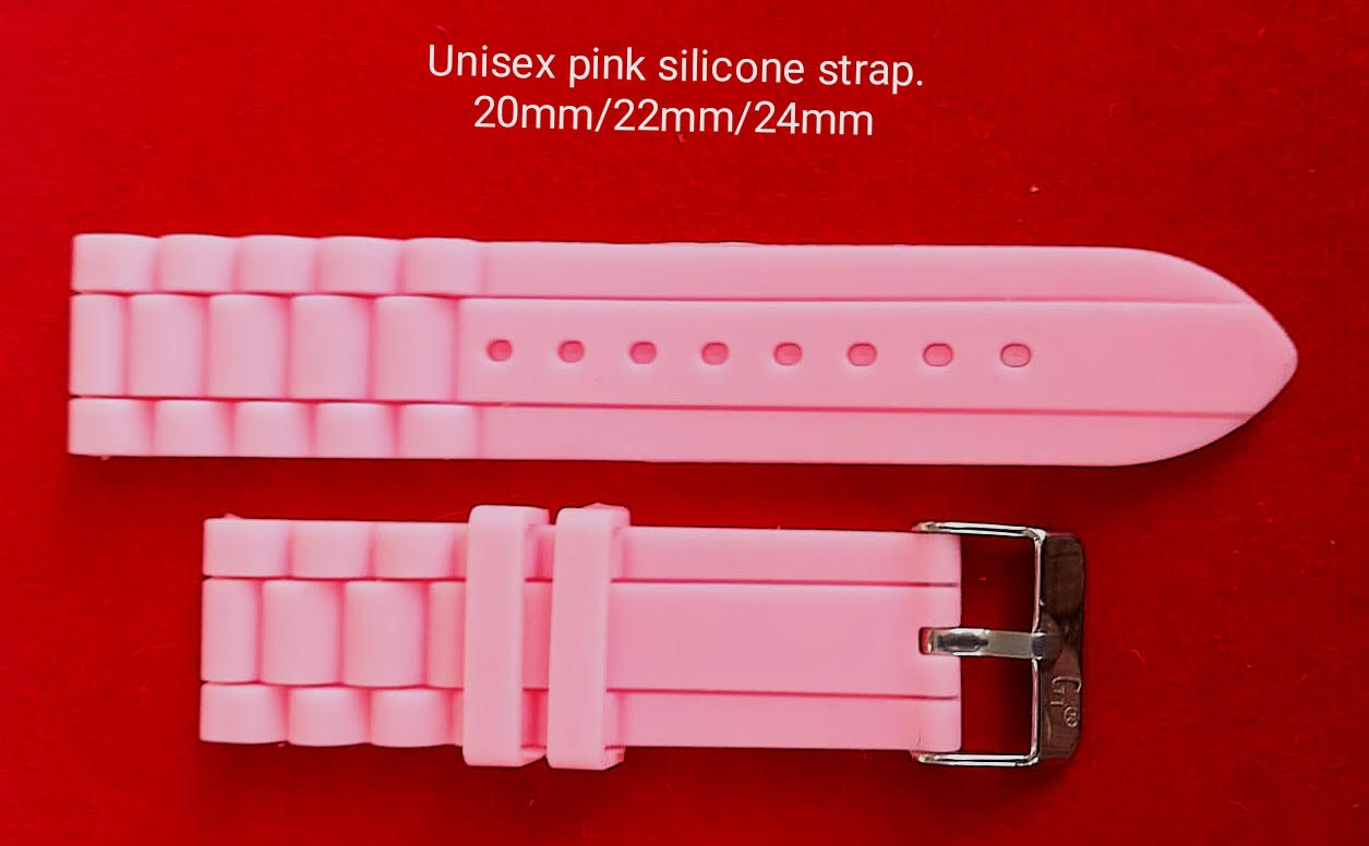 Unisex pink silicone strap 20mm/22mm/24mm